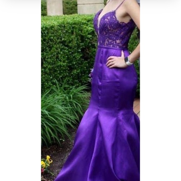 Very pretty purple mermaid dress!
Altered to a 4!
Worn 3 times! - Picture 2 of 4
